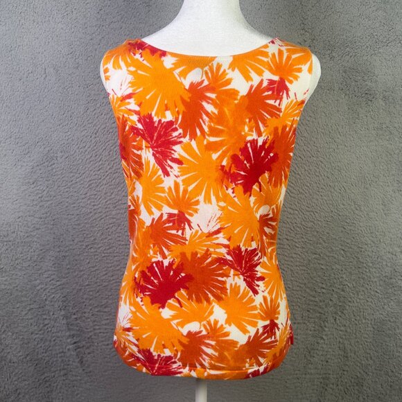 Lafayette 148 NY Cardigan Sweater Top Set Womens Small Orange Fall Leaves Button - Picture 4 of 13